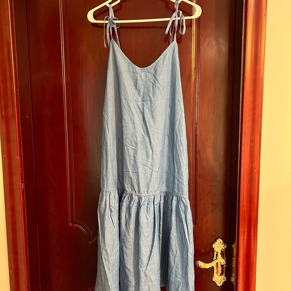 Denim spaghetti strap dress